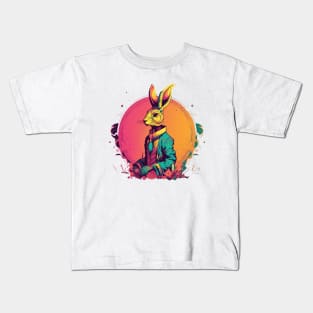 Anthropomorphic bunny, pop art Kids T-Shirt